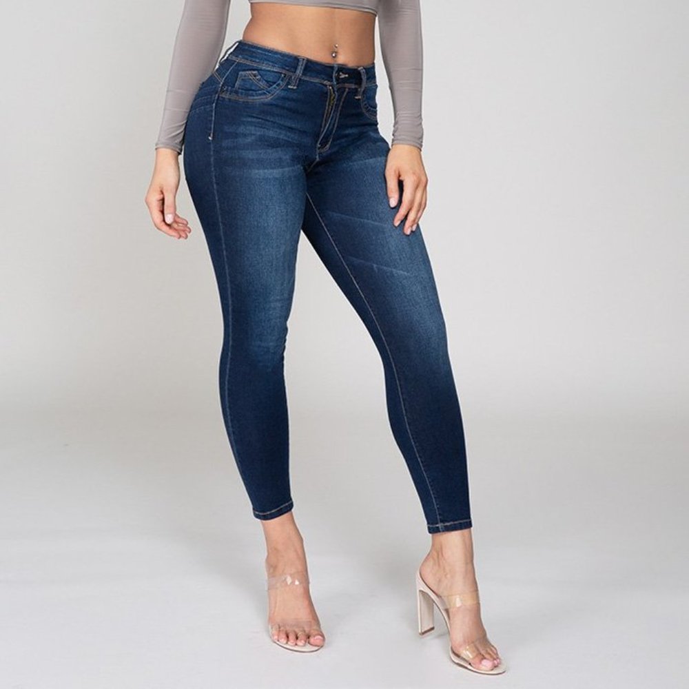 YMI Women's Dark Blue Ankle Jeans